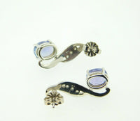 14k White Gold 3.2ct Genuine Natural Tanzanite and Diamond Earrings (#J1815)