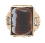 10k Yellow Gold Men's Ring with Stone Double Warrior Cameo Size 9.25 (#J6634)