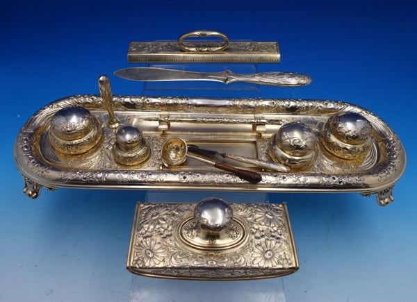 Floral by Gorham Sterling Silver Desk Set 12pc Vermeil 17" x 5 1/2" (#7860)