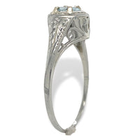 14k White Gold Filigree Deco .47ct Genuine Natural Aquamarine Ring Size 7 #J7155