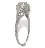 14k White Gold Filigree Deco .47ct Genuine Natural Aquamarine Ring Size 7 #J7155