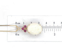 14k Gold Oval 13.89 Carat Australian Genuine Natural Opal Pendant Rubies #J6715