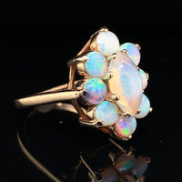 14k Yellow Gold Marquise Genuine Natural Opal Cluster Ring Size 6.25 (#J6493)