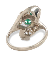 14k White Gold .65ct Genuine Natural Emerald and Diamond Cocktail Ring (#J7164)