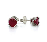 Platinum 1.72 Carat Genuine Natural Ruby Stud Earrings Jewelry (#J6318)