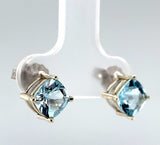 14k Gold 1.82cttw Genuine Natural Aquamarine Cushion Cut Stud Earrings (#J6375)