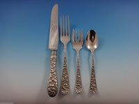 Rose by Stieff Sterling Silver Flatware Set For 12 Service 64 Pieces Repousse