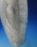 Japanese .950 Silver Vase Bright-Cut with Chrysanthemum Butterfly (#5708)