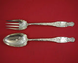 Heraldic by Whiting Sterling Silver Salad Serving Set 2pc Long Fancy Scalloped