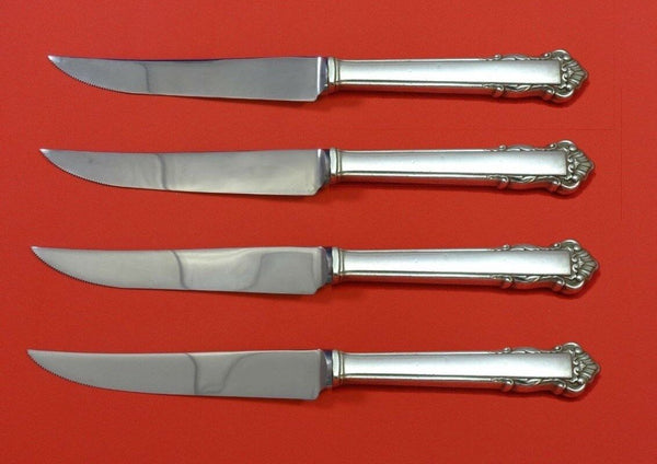 English Shell by Lunt Sterling Silver Steak Knife Set 4pc HHWS  Custom 8 1/2"