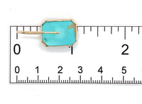 14k Yellow Gold Genuine Kingman Turquoise Rectangular Drop Earrings (#J7322)