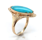 Antique 10k Rose Gold 3.29 Carat Genuine Natural Turquoise Ring Size 7. 5 #J6561