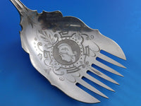 Dew Drop by Shiebler Sterling Silver Vegetable Fork BC Medallion of Warrior 10"