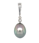 14k Gold Large 14.2mm Black Tahitian Pearl Enhancer Pendant Peacock Color #J7030