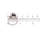 14k White Gold Genuine Natural Onyx Filigree Ring with Diamond Jewelry (#J5708)