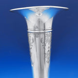 Wilcox and Wagoner Sterling Silver Vase Bright-Cut #5082 12" x 4" (#8879)