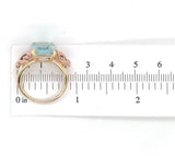 Retro 14k Rose Yellow Gold 4.52 Carat Genuine Aquamarine Ruby Flower Ring #J7003