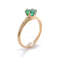 10k Yellow Gold Antique .72ct Genuine Natural Emerald Ring Size 6.25 (#J6382)