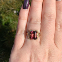 10k Rose Gold Filigree 3.80 Carat Pink Genuine Natural Tourmaline Ring (#J6550)