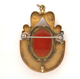 Victorian 14k Yellow Gold Genuine Natural Agate Cameo Pin / Pendant (#J6192)