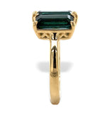 18k 3-Stone 4.5 Carat TW Genuine Indicolite Blue Teal Tourmaline Ring (#J7220)