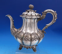 Edward Barnard English Georgian Sterling Silver Tea Set 4pc 3-D Gourds (#7502)