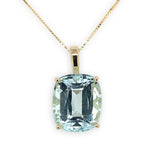 14k Yellow Gold 6.78 Carat Antique Cushion Cut Genuine Aquamarine Pendant #J6730