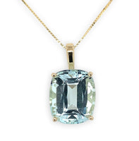14k Yellow Gold 6.78 Carat Antique Cushion Cut Genuine Aquamarine Pendant #J6730