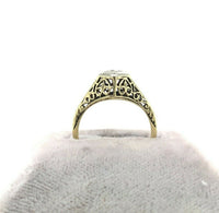14k Yellow Gold Art Deco Genuine Natural Diamond Filigree Ring (#J5444)
