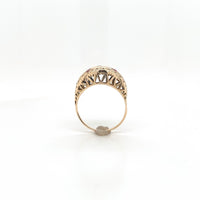 14k Yellow Rosey Gold Retro Synthetic Lab-Created Ruby Dome Ring (#J6311)