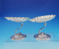 Durgin-Gorham Sterling Silver Compote Pair Raised Shell Bowl and Dolphin (#3552)