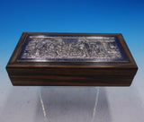 Dutch Wooden Box / Trophy with Hinged Lid Figural Scenic Panel (#4258)