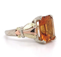 14k Tri-Color Gold 2.88ct Genuine Natural Citrine Ring Jewelry (#J5752)