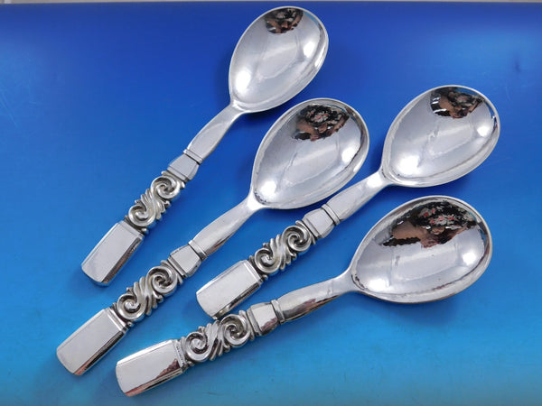 Scroll by Georg Jensen Sterling Silver Veg Serving Spoon HHAS Set of 4 pcs 9"