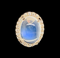 14k Gold 2.77 Carat TW Blue Flash Genuine Moonstone Diamond Stud Earrings #J7324