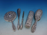 Cluny by Gorham Monogrammed 5 Piece Sterling Silver Dresser Set #C607 (#4105)