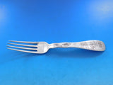 Lap Over Edge Acid Etched by Tiffany Sterling Dinner Fork Lilies Floral 7 7/8"