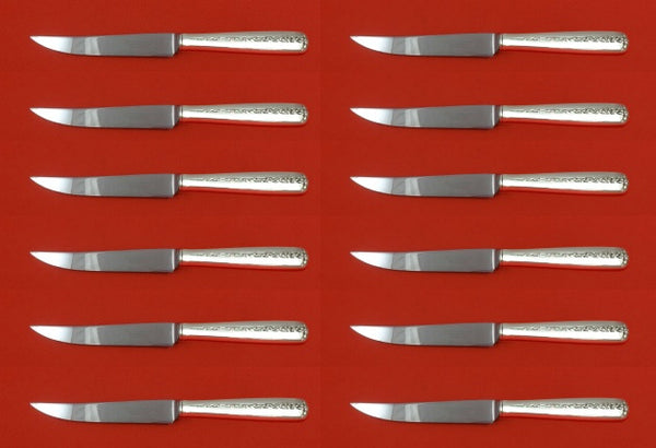 Rambler Rose by Towle Sterling Silver Steak Knife Custom Set 12 pcs 8 1/2"