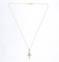 10k Yellow Gold Victorian Diamond Lavaliere with Pearl Drop (#J6429)