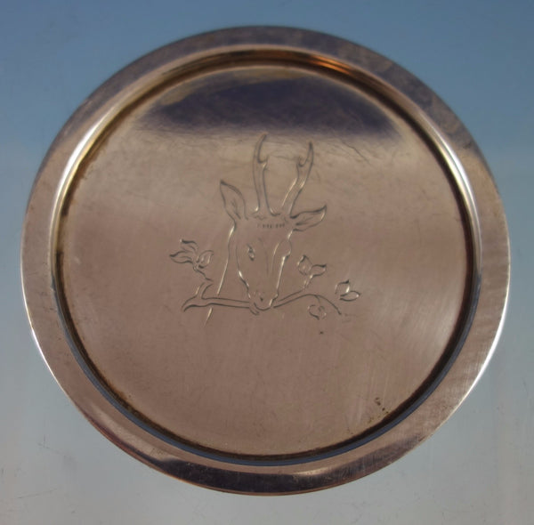Georg Jensen Sterling Silver Coaster with Engraved Deer #296A (#1682)