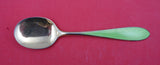 Norwegian Sterling Ice Cream Spoon light green enamel by N.M. Thune-Oslow 5 1/2"