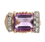 Retro 14k Yellow Gold 2.80 Carat Genuine Natural Amethyst Diamond Ring (#J7201)