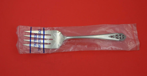 Queens Lace by International Sterling Cold Meat Fork factory sealed 9 1/4" New
