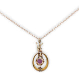 10k Victorian Rose Gold Genuine Amethyst Pendant w/14k Rose Gold Chain (#J7098)