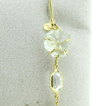 Large 14k Gold Genuine Natural Prasiolite Quartz Dangle Earrings (#J2402)