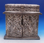 Repousse by Unknown Sterling Silver Jewelry Casket Top Opens w/6 Drawers (#7951)