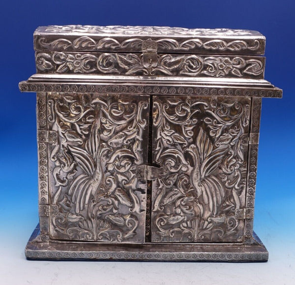 Repousse by Unknown Sterling Silver Jewelry Casket Top Opens w/6 Drawers (#7951)