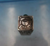 .800 Silver Lipstick Case w/ Green Onyx and Mirror Hand Engraved 2 1/4" (#6809)