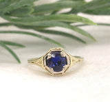Rare 14k Yellow Gold .55ct Purple Genuine Natural Sapphire Filigree Ring (#7173)