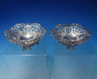 English Sterling Silver Sweet Meat Dish Pair with Bows and Flowers (#5357)